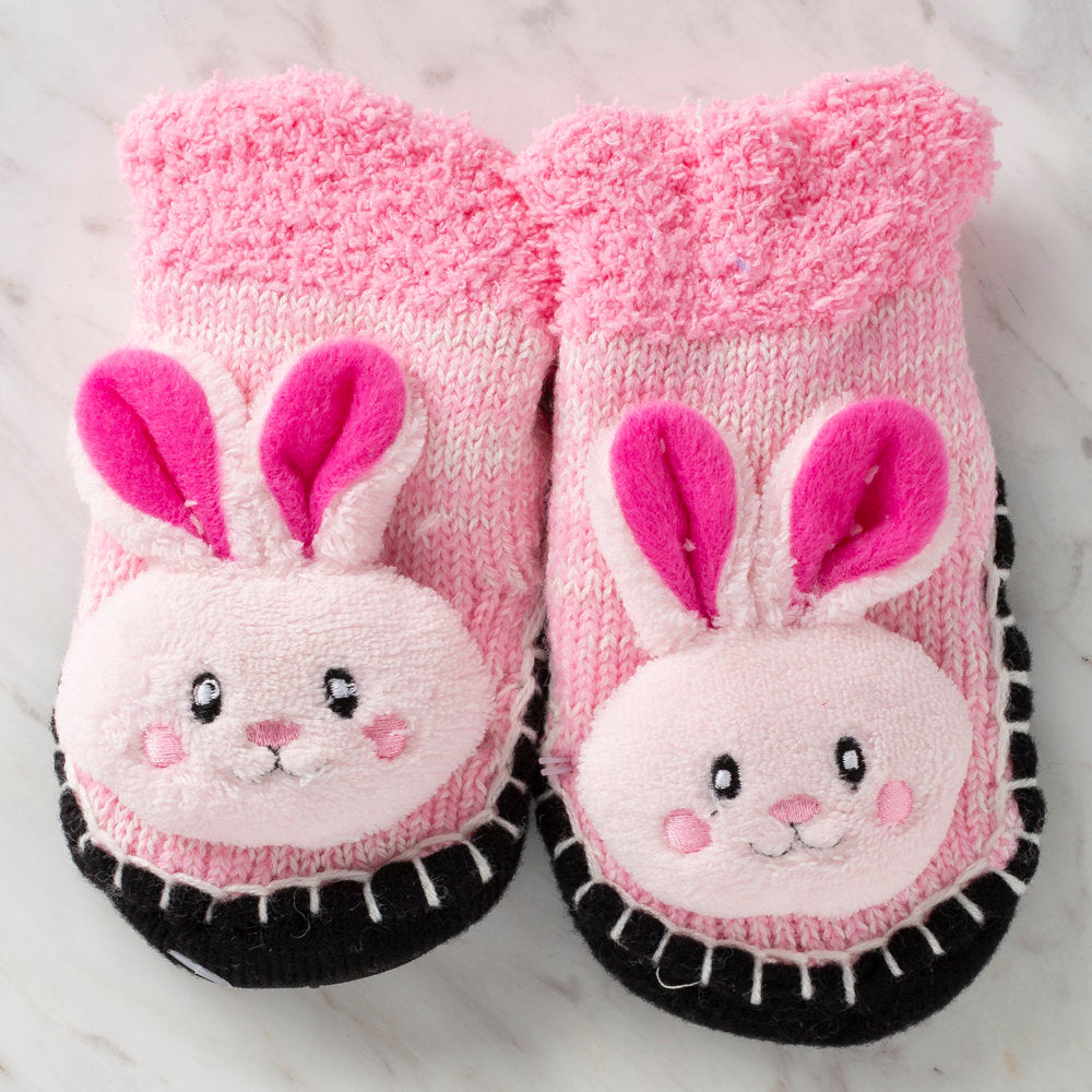 Serfino Bebek Örgü Patiği / Ev Ayakkabısı Pembe Tavşan
